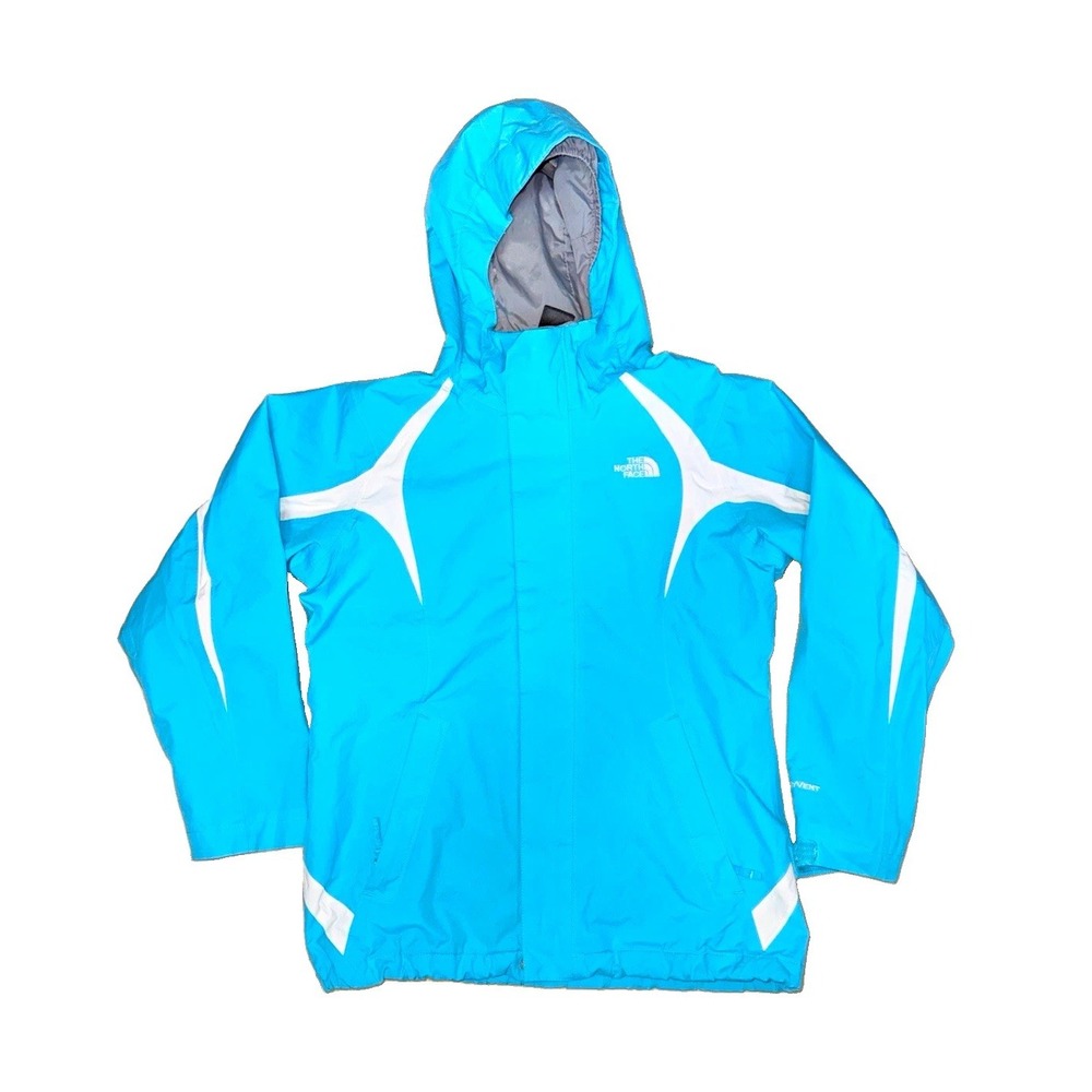 The North Face HyVent Blue White Hooded Waterproof Jacket SHELL ONLY